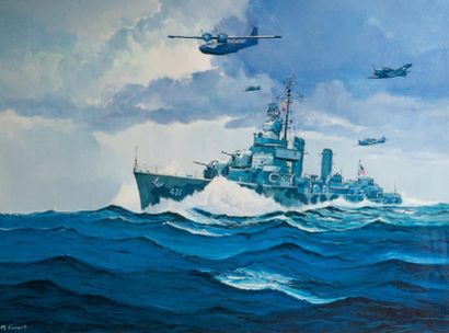 Michel GUYOT « Le destroyer USS PLUNKETT survolé par un Catalina et des bombardiers...
