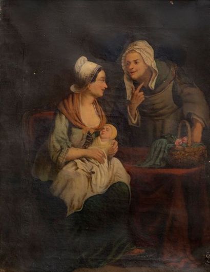 Florent WILLEMS (Liège 1823 - Paris 1905) La bonne maman avec sa fille
Toile, signée...