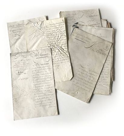 null ALENÇON, BELLÊME ET LE PERCHE. 17 mémoires manuscrits, apostillés et/ou signés...