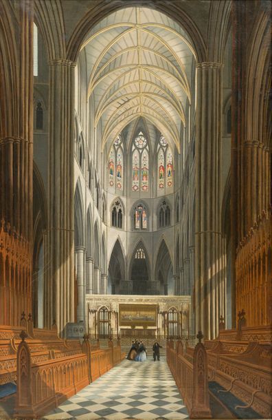 Heinrich SCHAPER, actif au XIXème siècle Intérieur d'église, 1867
Huile sur toile...