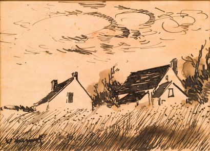 Maurice de Vlaminck (1876-1958) Le hameau, circa 1940
Encre, signée en bas à gauche,...