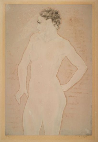 Tsuguharu-Léonard FOUJITA (1886-1968) Femme debout, circa 1930
Eau forte en couleur...