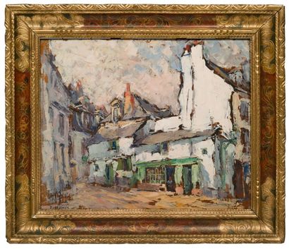 RENE HANIN (1871-1943) Le petit café, circa 1930
Huile sur bois
Signée en bas à gauche
38...