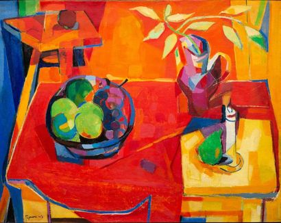 Edouard PIGNON (1905-1993) La nappe rouge, 1943
Huile sur toile
Signée et datée en...