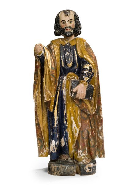 null Saint personnage
Saint en bois sculpté polychrome et or.
Sud de la France, XVIIème...