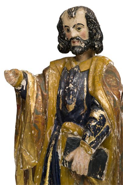 null Saint personnage
Saint en bois sculpté polychrome et or.
Sud de la France, XVIIème...