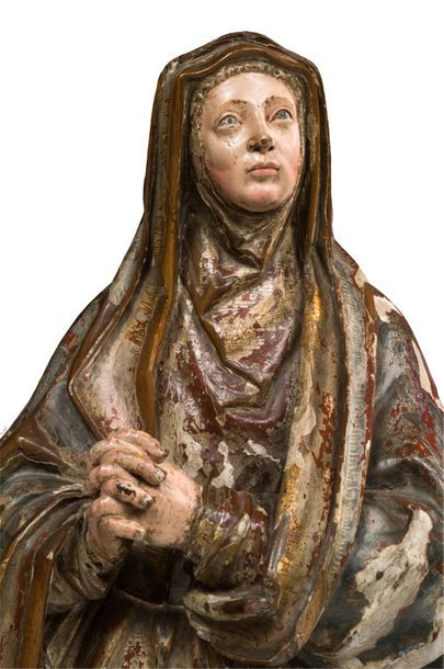 null Sainte femme
Sculpture en bois polychrome et or.
Espagne ou Sud de la France,...