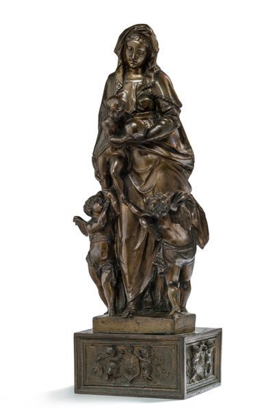 Attribué à Nicolo ROCCATAGLIATA (vers 1560-1636) Vierge et Enfant avec deux Putti...