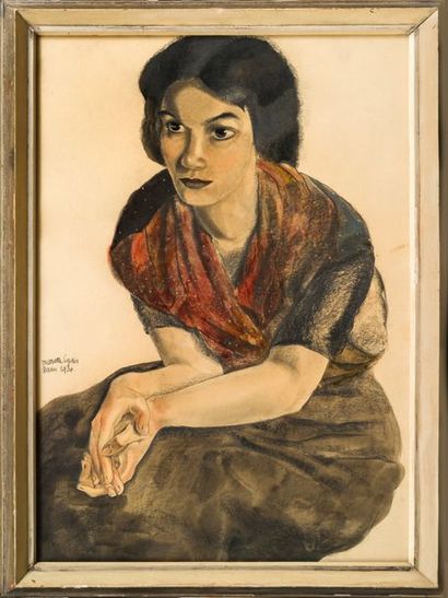 Mariette LYDIS (1894-1870) Portrait de femme assise
Fusain et aquarelle que papier....