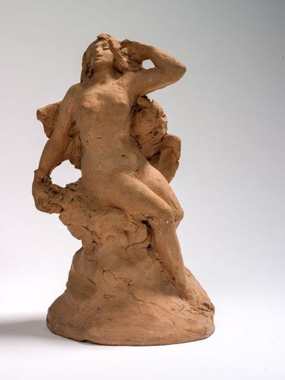 Sylvain KINSBURGER (1855-1935) Femme assise
Sculpture en terre cuite, signée
H: 20...
