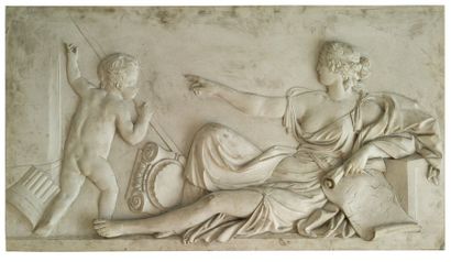 null Bas-relief en plâtre représentant une allégorie de l'architecture.
Style néo-classique.
135...