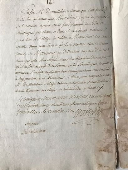 null ALBIGEOIS. Manuscrit apostillé et signé par le comte de Maillebois, signé également...