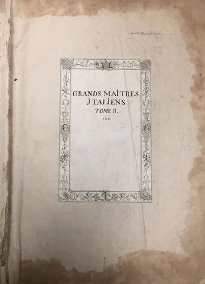 null [Gravures/ITALIE]. «Grands maîtres italiens.» 2 volumes in-plano, veau, triple...