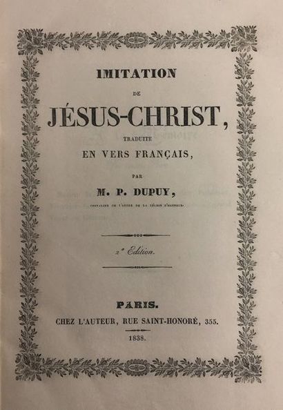 null [IMITATION]. DUPUY de MONTBRUN (P.).
Imitation de Jésus-Christ, traduite en...