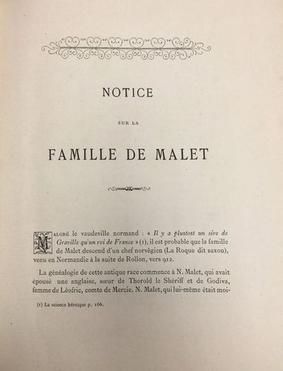 null [NORMANDIE/MALET de GRAVILLE - MALET (E. de)].
Notice sur la famille de Malet....