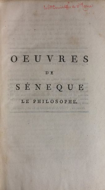 SENEQUE Oeuvres [...]. Traduites par La Grange. Paris, De l'Imprimerie de J.-J. Smits...