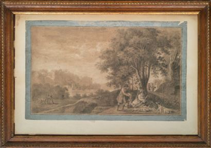 Ecole ALLEMANDE, début XIXème siècle Le tableau de chasse, 1806
Fusain et craie blanche...