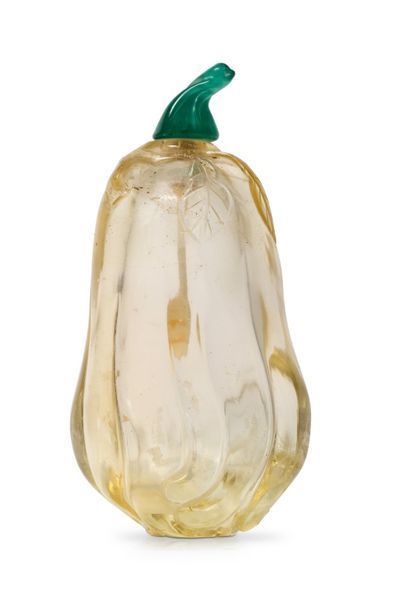 CHINE - XIXe siècle Flacon tabatière en forme de citron digité en cristal de roche...