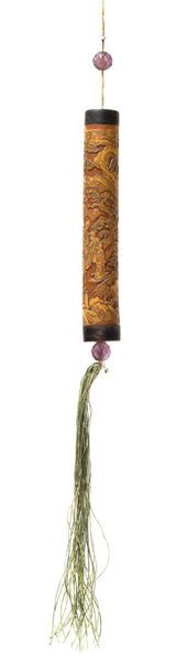 CHINE - Epoque QIANLONG (1736 - 1795) Petit ornement tubulaire à suspendre en bambou...
