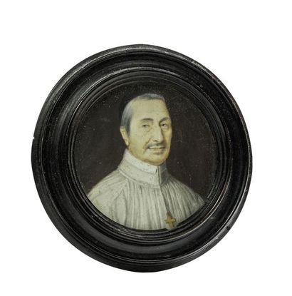 null Miniature polychrome
Portrait de prélat.
XVIIe siècle.
D. 7 cm.