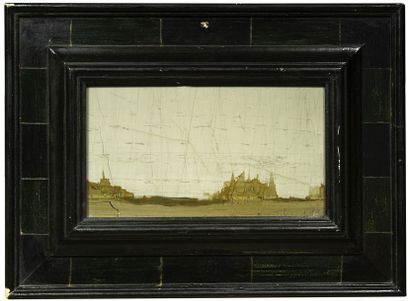 null Pietra paesina
Dans un cadre mouluré en bois noirci.
XXe siècle.
11 x 20,5 cm....