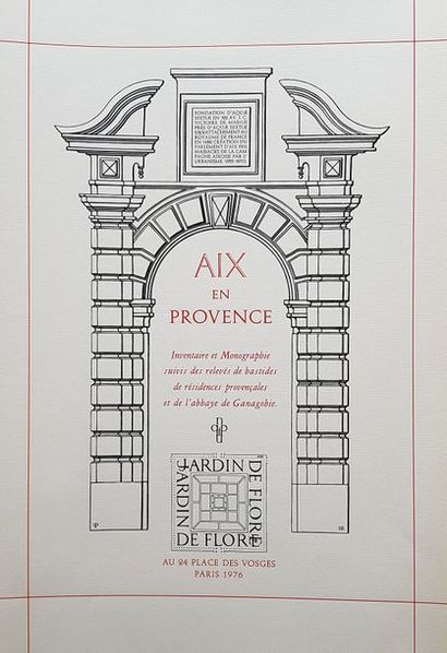 POUILLON Fernand Aix-en-Provence. Inventaire et monographie suivis des relevés de...