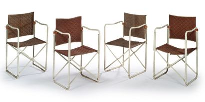 JACQUES HITIER (1917-1999) pour TUBAUTO EDITEUR Suite de quatre fauteuils de jardin...