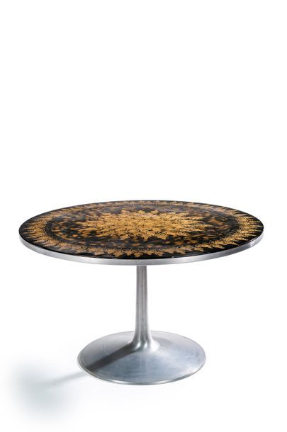 Charlotte MYGGE (XX) Table de salle à manger «Mygge» à plateau circulaire à décor...