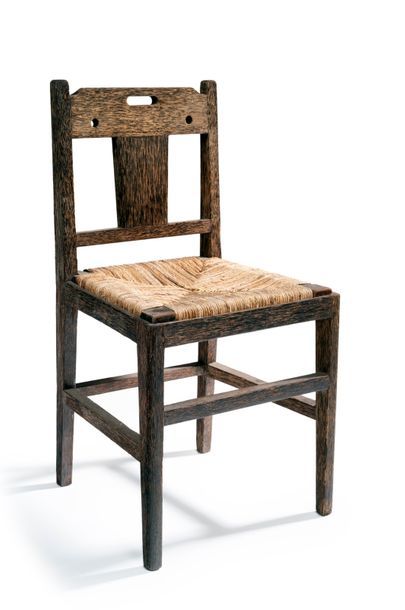 TRAVAIL 1930 Chaise en palmier à assise amovible en paille tressée
H: 86 cm L: 44...