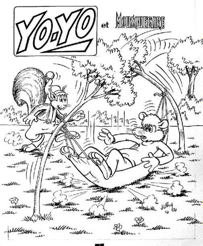 PESCH. Jean-Louis. (Né en 1928) «Yo-Yo et Mousquetaire». Encre de Chine noire pour...
