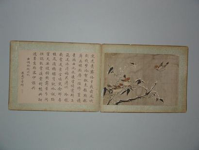 JAPON Deux peintures sur soie, moineaux et faucon. Aoyama, vers 1860