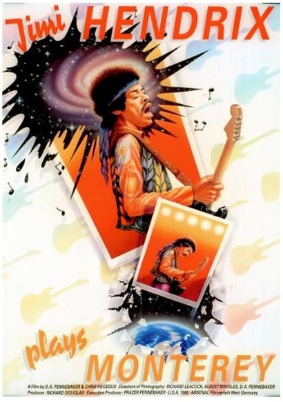 Jimi Hendrix plays Monterey, Chris Hegedus, D.A. Pennebaker. 1986 Affiche allemande...