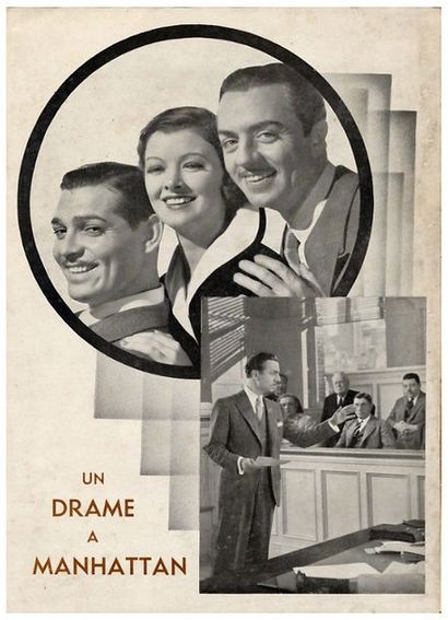 3 dossiers de presse Clark Gable Un drame à Manhattan / Manhattan melodrama (1934),...