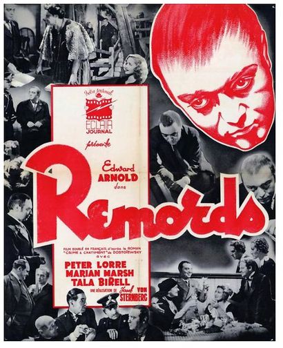 Remords / Crime and punishment Scénario Affichette (1935) Etat A