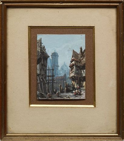 Eugène CICERI (1813-1890) 
Vues de ville 4 aquarelles Signées pour 3 d'entre elles...