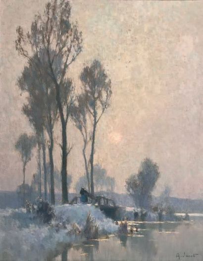 Alexandre JACOB (1876-1972) 
Soleil d'hiver, gelée blanche, circa 1930
Huile sur...