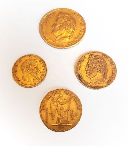 null Ensemble de pièces en or:
- 1 pièce de 40 francs, 1834
- 2 pièces de 20 francs,...