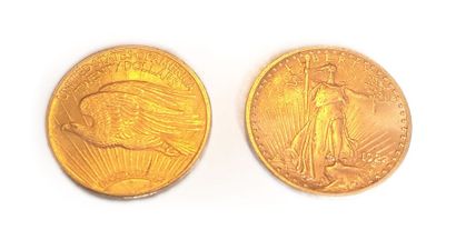 null Deux pièces de 20 dollars US Liberty, 1922 et 1924.