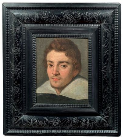 Ecole ESPAGNOLE, du XVIIème siècle 
Portrait de jeune homme
Toile 31 x 24,5 cm