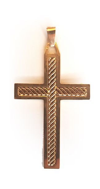 null Pendentif “croix” en or jaune 750 millièmes, le centre ajouré.
Hauteur: 5,2...