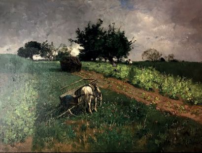 Alexandre DEFAUX (1826-1900) 
Pastorale Huile sur toile signée en bas à droite
57...