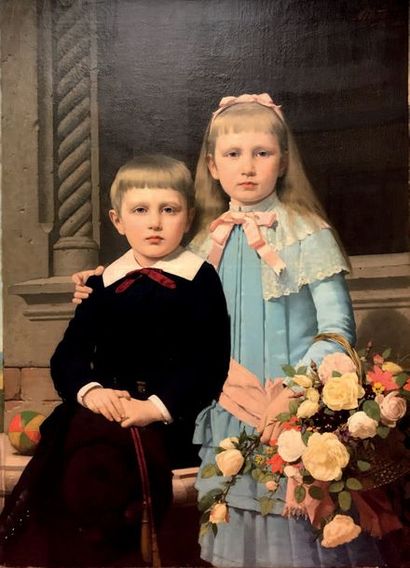 Wilhelm A. VITA (1846-1919) 
Portrait de jeunes enfants, 1885
Huile sur toile signée...