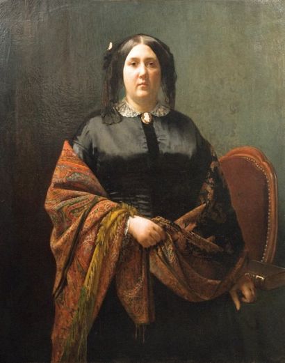 Camille CLERE (1825-?) « Dame de qualité », Huile sur toile (manques et réparations)...