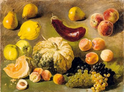 Ecole Francaise vers 1840 Nature morte aux fruits et aux légumes Huile sur toile....
