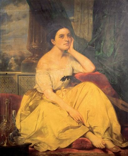 Eugène DEVERIA (1806-1865) "Portrait présumé de Laure Deveria", 1839 huile sur sa...