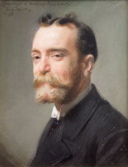 Emile CharlesWAUTERS (1846-1933) « portrait d'homme à la barbe », Pastel, signé en...