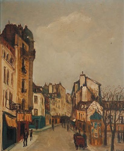 Alphonse QUIZET (1886-1921) "Rue à Paris" Huile sur toile, signée en bas à droite....