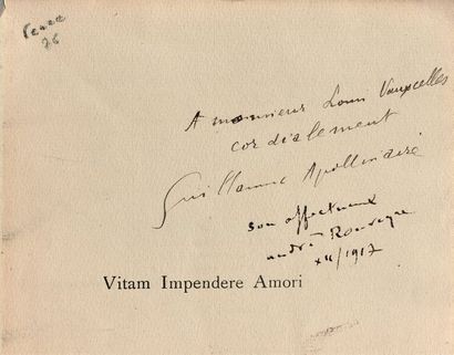 APOLLINAIRE Guillaume (1880-1918) 
Vitam Impendere Amori. Mercure de France, Paris,...