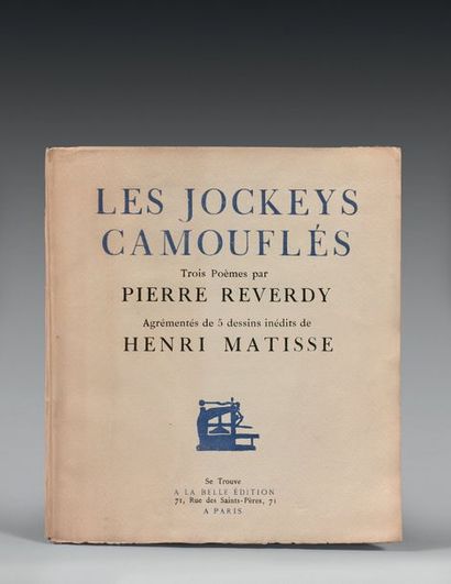 REVERDY PIERRE (1889-1960) 
Les jockeys camouflés. La Belle Édition, Paris, 1918....