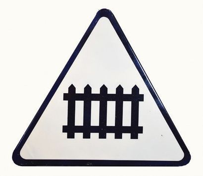 null SNCF LEVEL PASSAGE Enamelled level crossing road sign.
Format: triangular, with...